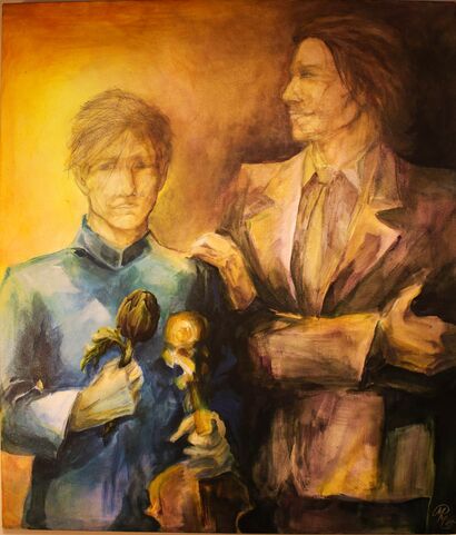 Autoritratto con carciofo, violino e sconosciuto - a Paint Artowrk by Cinzia Maria Morandin